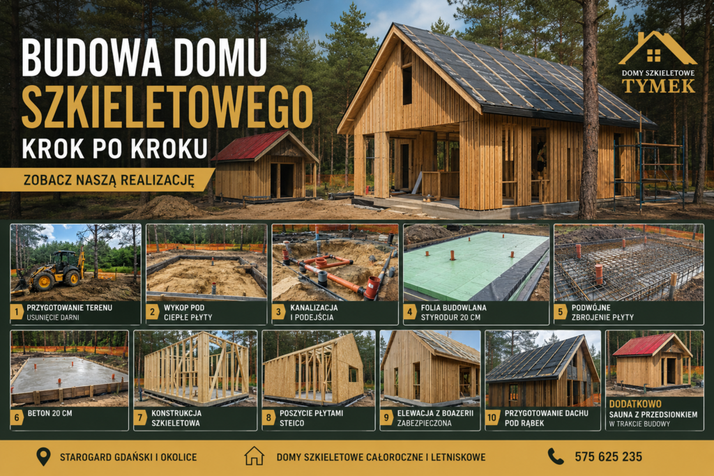 Budowa domu szkieletowego krok po kroku – realizacja firmy Tymek