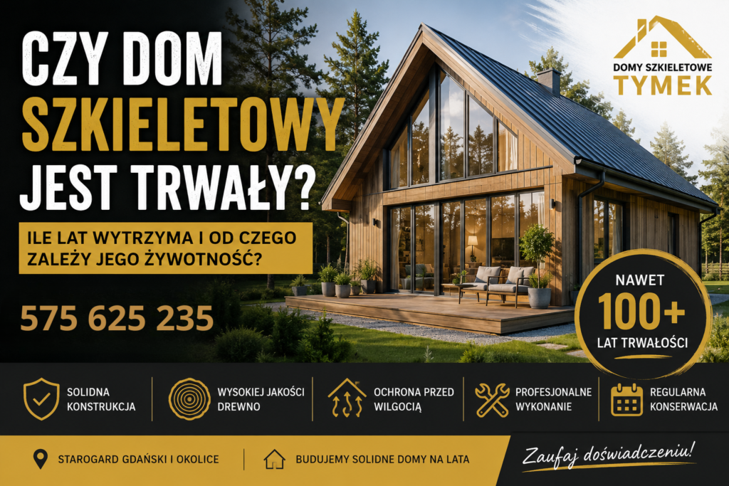 Trwały dom szkieletowy – realizacja firmy Tymek